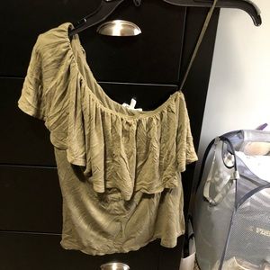one shoulder ruffle shirt